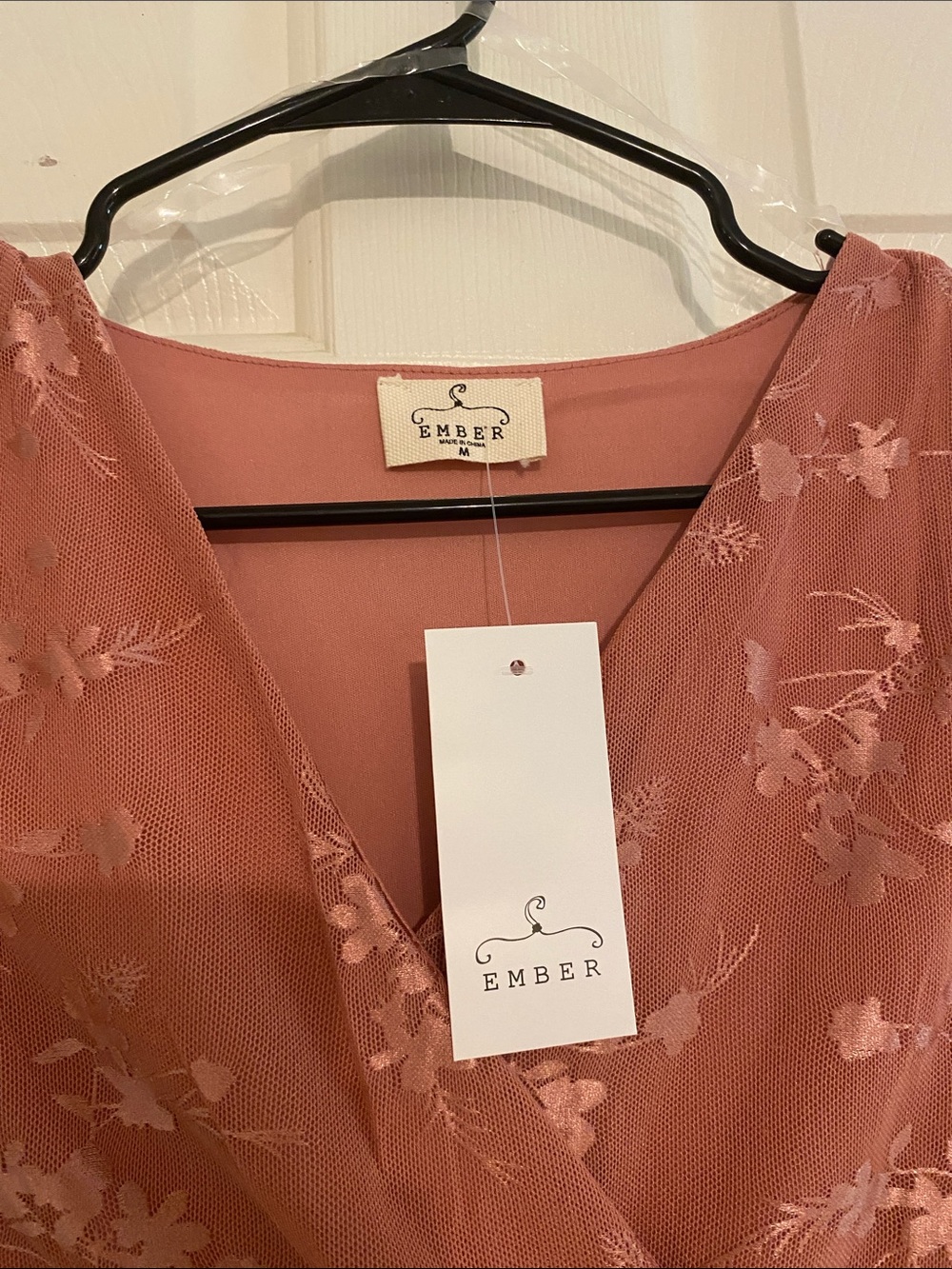Ember Dusty Rose Floral Wrap Peplum Top - Picture 2 of 4
